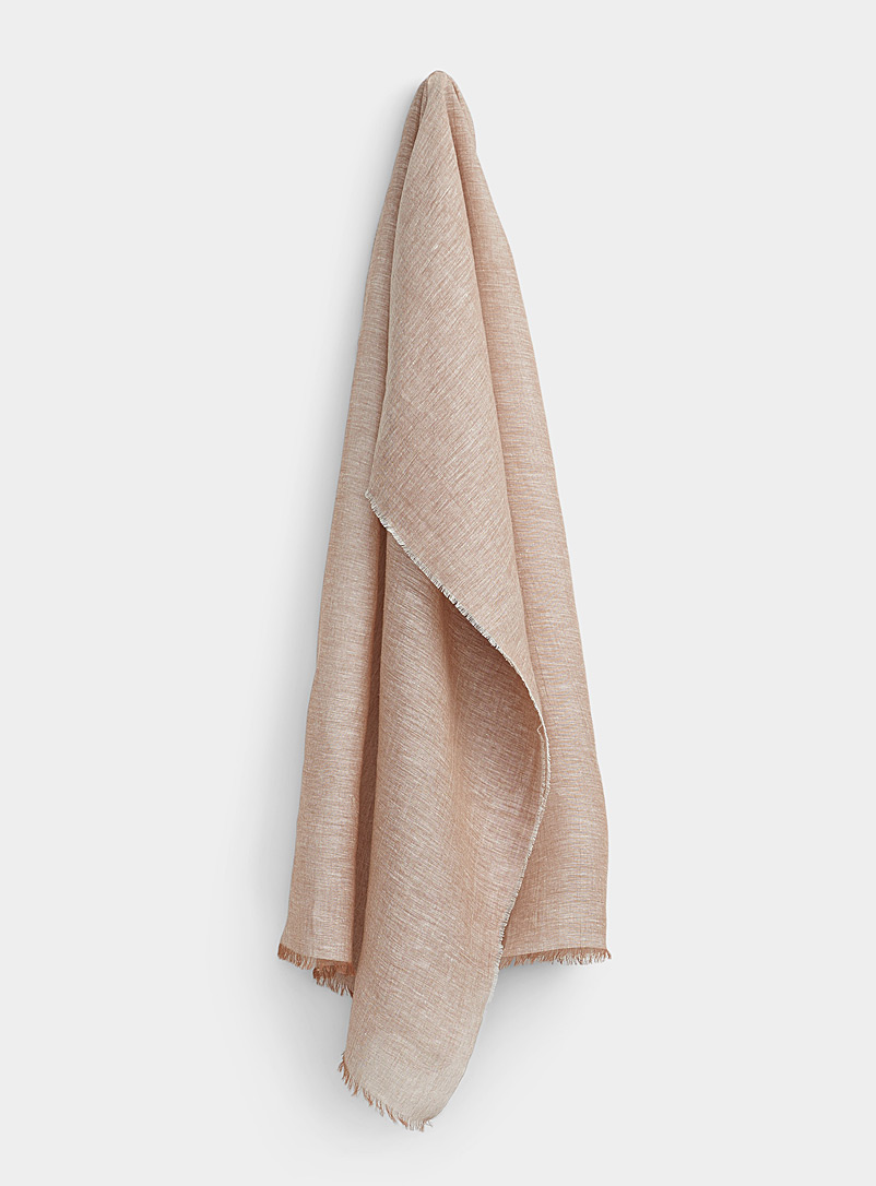 Fraas Cream Beige Colourful hemp and cotton scarf for women