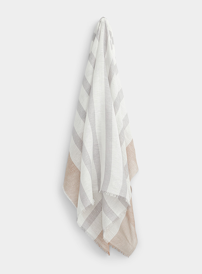 Fraas Patterned Black Wide-stripe hemp scarf for women