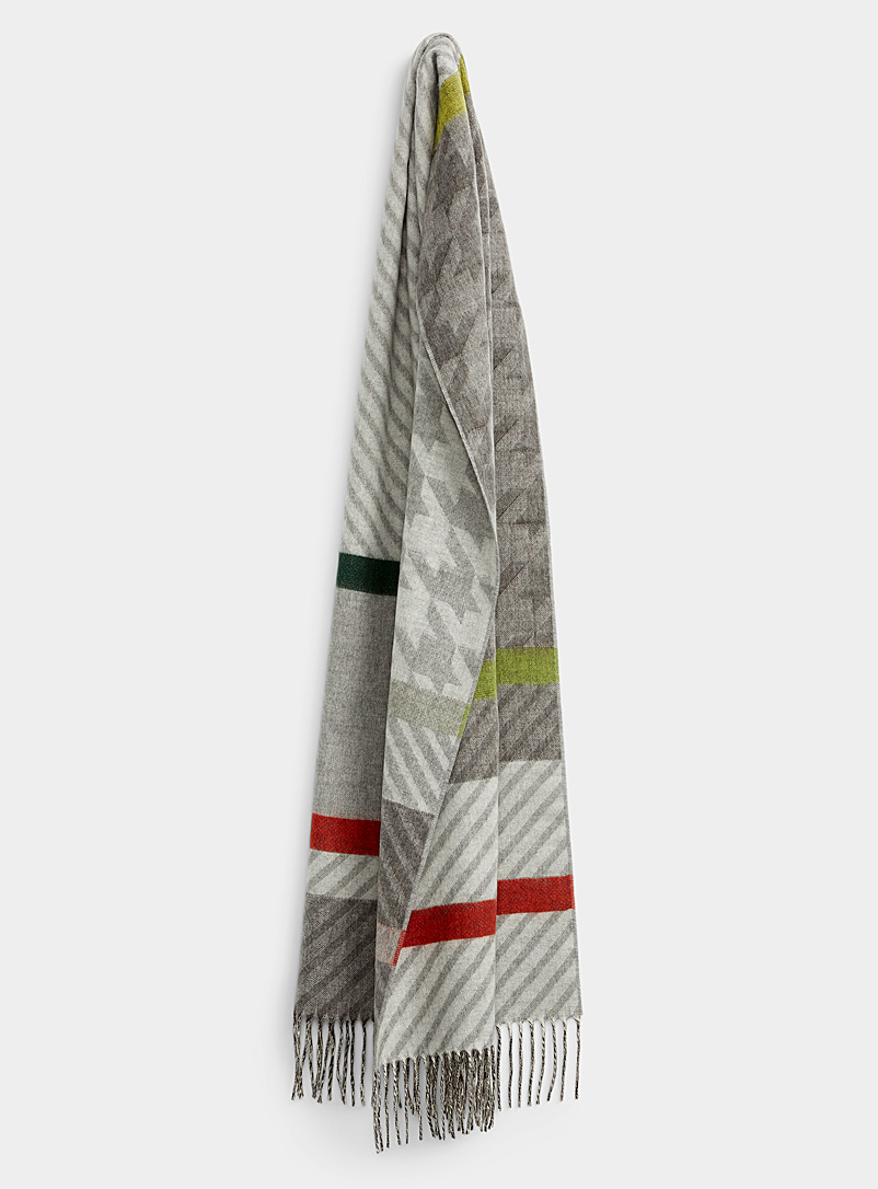 Fraas Patterned Black Diagonal stripe houndstooth scarf for women