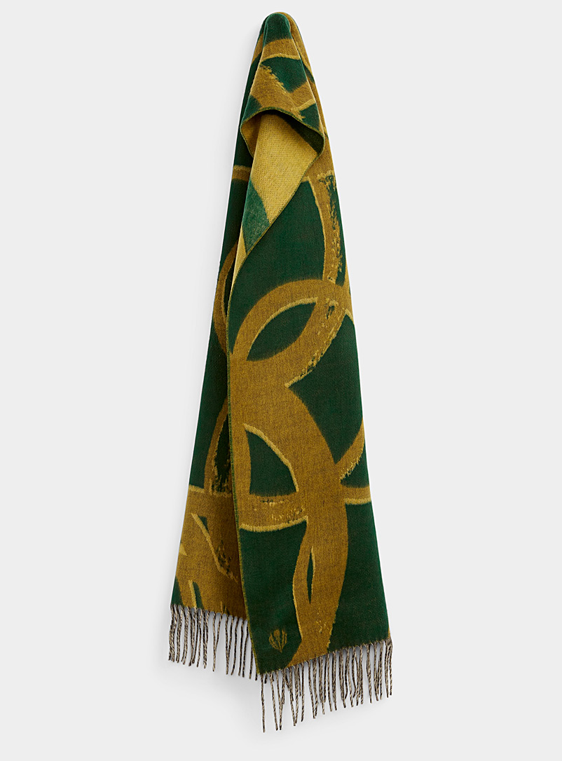Fraas Green Sinuous drawing scarf for women