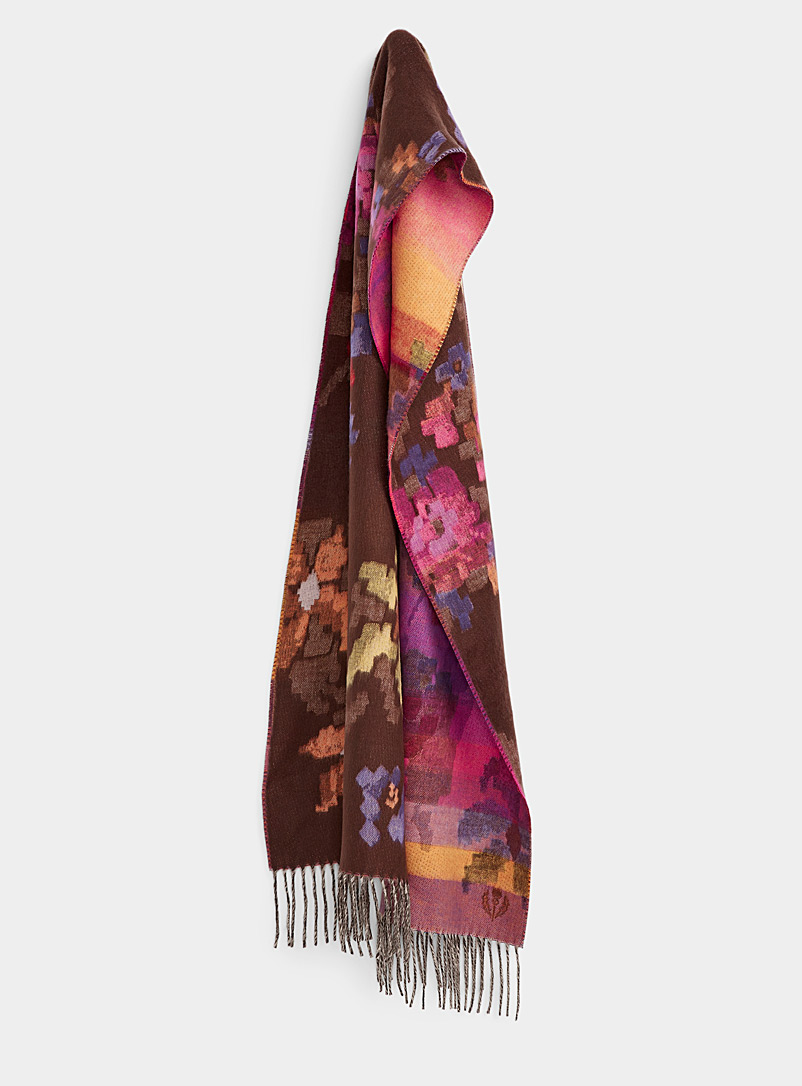 Fraas Patterned Brown Geo flower scarf for women