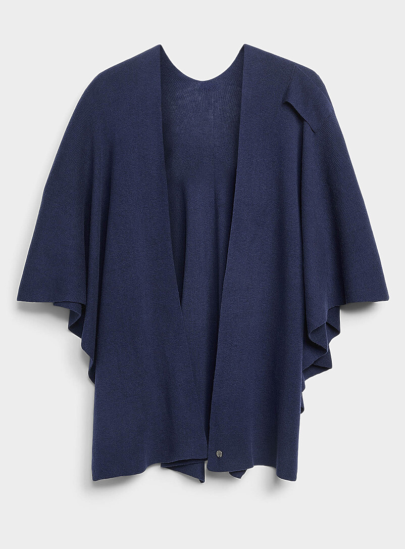 Fraas: Le ch&acirc;le style Ruana uni Bleu marine - Bleu nuit pour femme