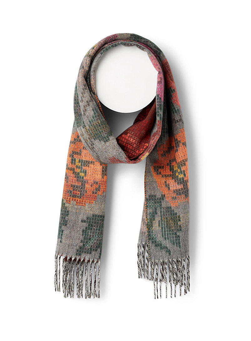 Fraas Patterned Black Pixelated rose scarf for women