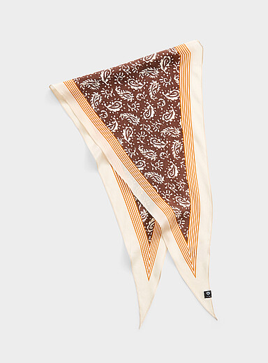 Pure silk paisley and stripe triangular scarf