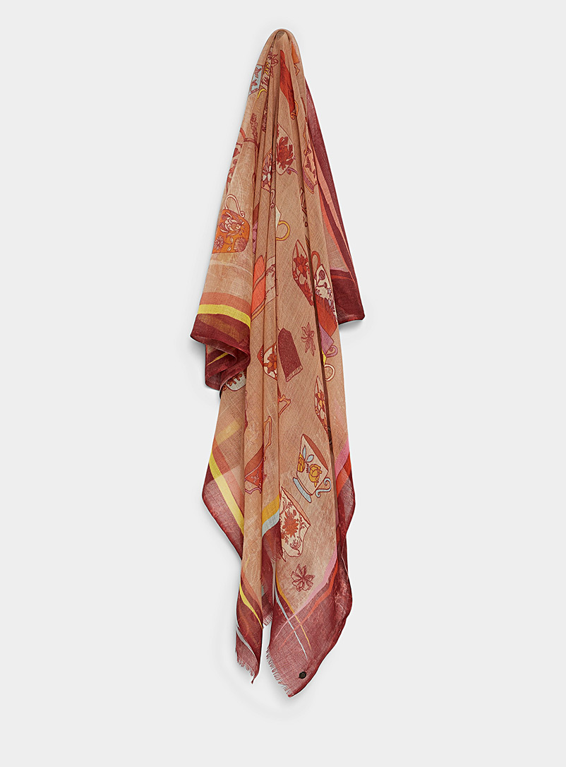 Fraas Patterned Brown Teatime scarf for women