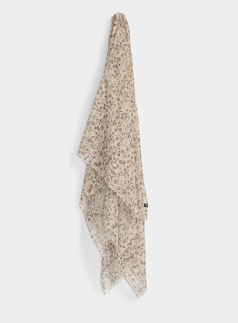 Fraas Ivory/Cream Beige Small flower lightweight scarf for women