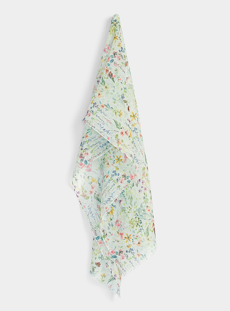 Fraas Lime Green Delicate floral lightweight scarf for women