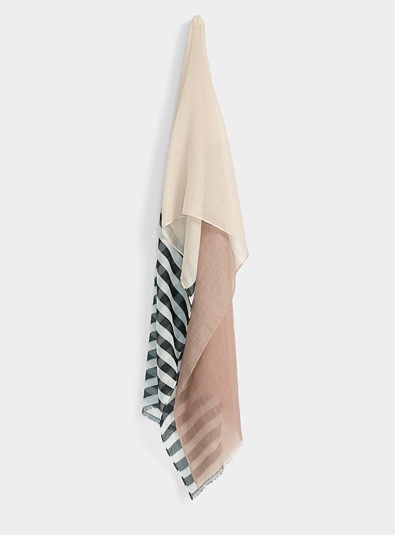 Fraas Patterned Black Block-stripe lightweight scarf for women