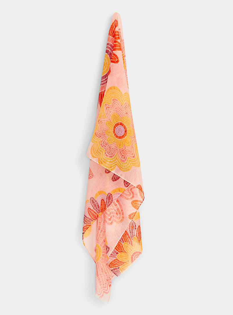 Fraas Patterned Orange Splashy flower lightweight scarf for women