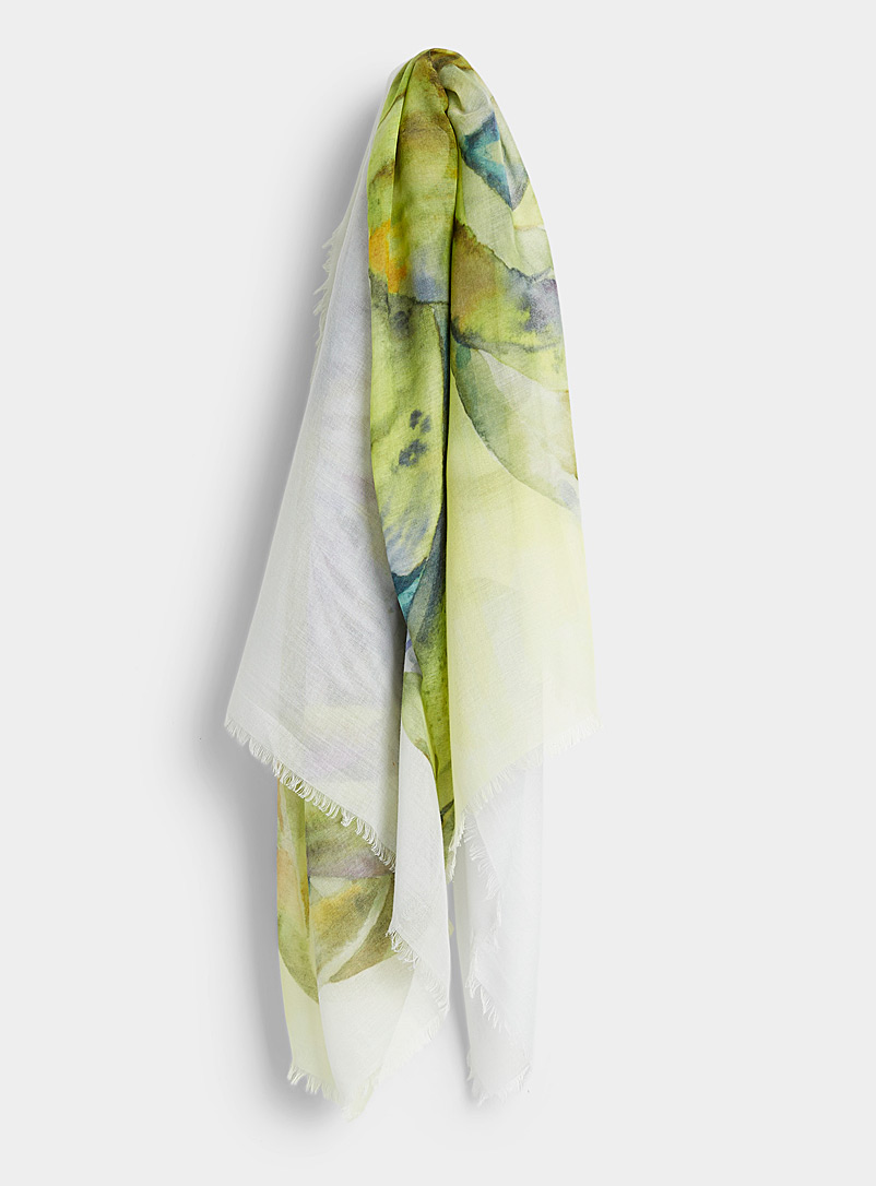 Fraas Patterned Green Blooming artichoke lightweight scarf for women
