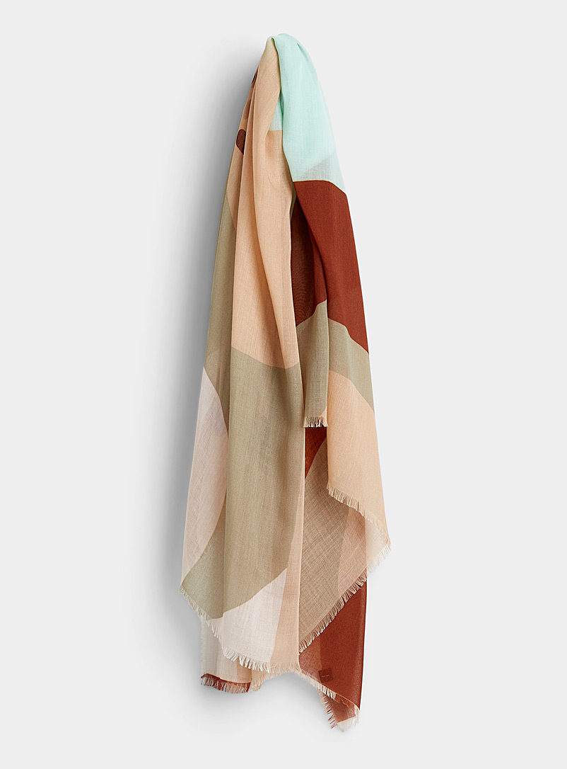 Fraas Patterned Brown Frosted geometry lightweight scarf for women