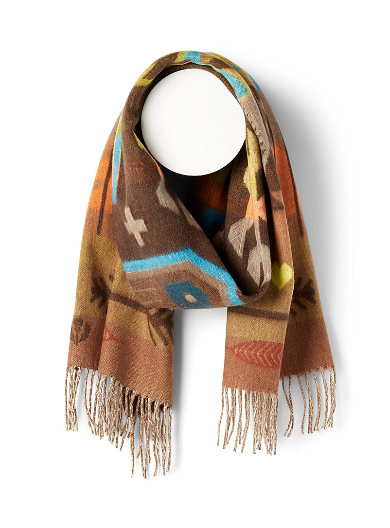 Fraas Patterned Brown Fall mosaic scarf for women