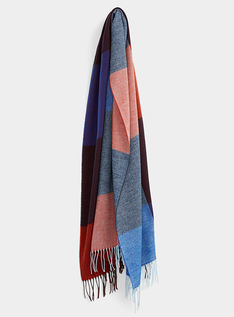 Fraas Patterned Blue Cozy check scarf for women