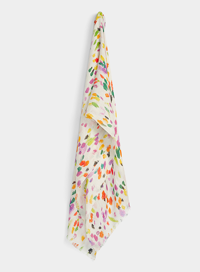 Fraas: L'écharpe légère mouchetures colorées Blanc à motifs pour femme