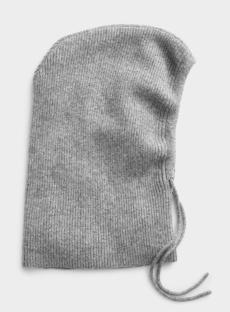 Fraas: La cagoule tricot côtelé Argent pour femme