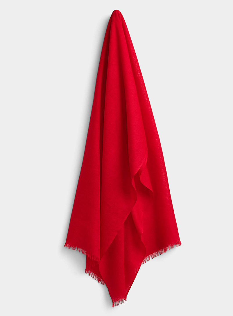 Fraas Red Virgin wool solid scarf for women