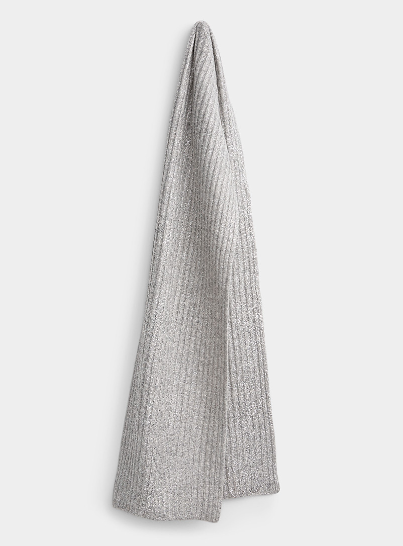 Simons Light Grey Shimmery scarf for women