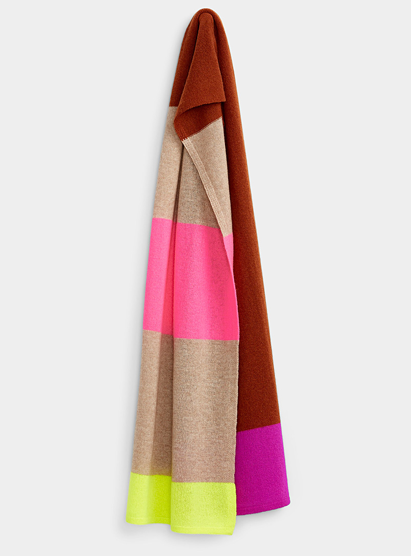 Fraas Patterned Brown Colour-block cashmere-blend scarf for women