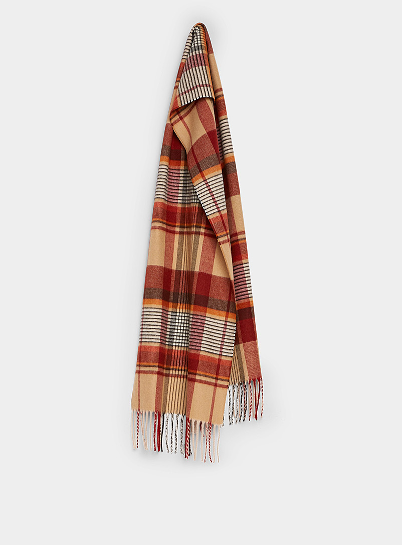 Simons Patterned Brown Fall tartan scarf for women