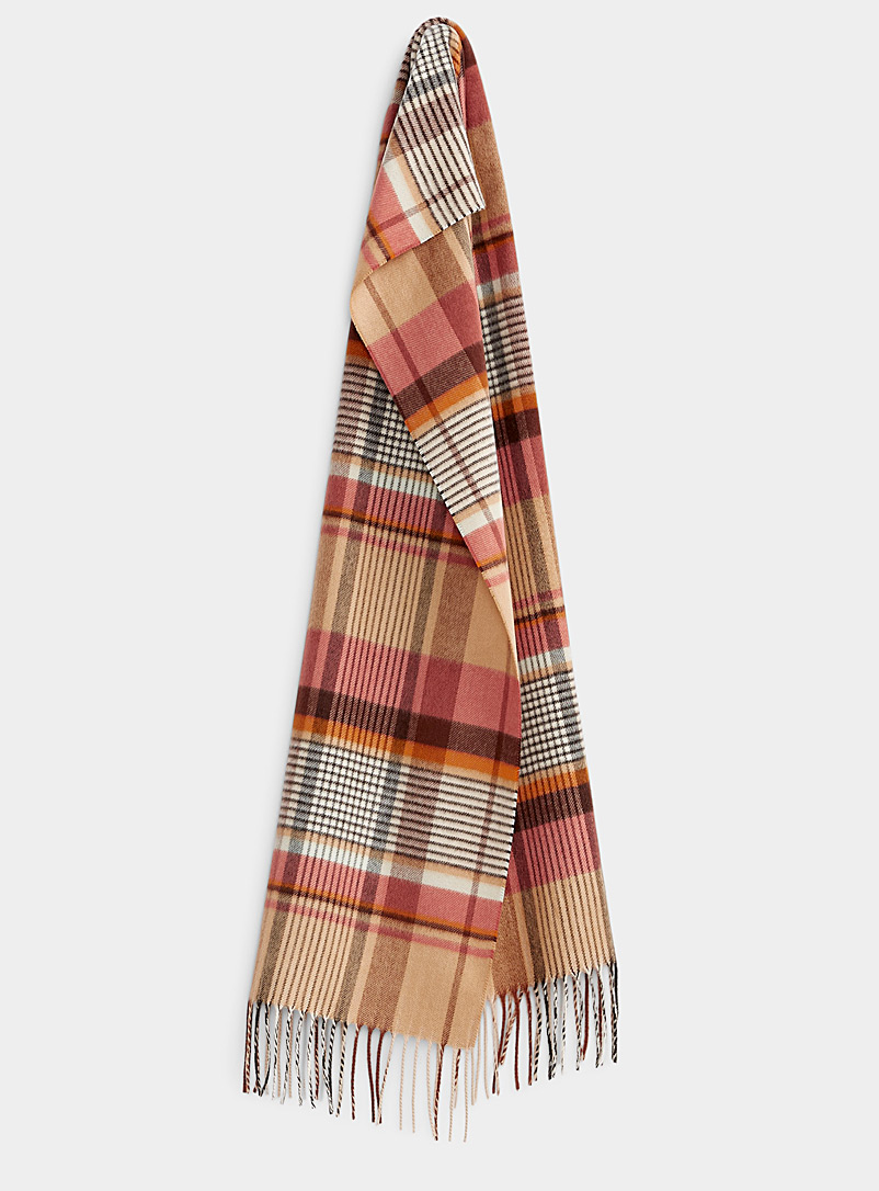 Simons Patterned Brown Pink tones check scarf for women