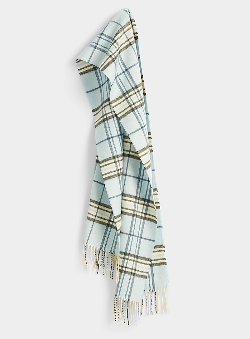 Simons Patterned Blue Sophisticated check scarf for women