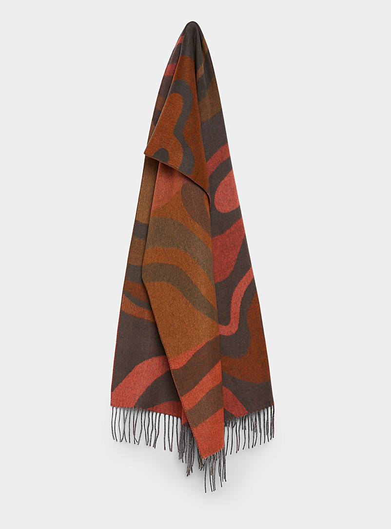Simons Patterned Brown Funky swirl scarf for women
