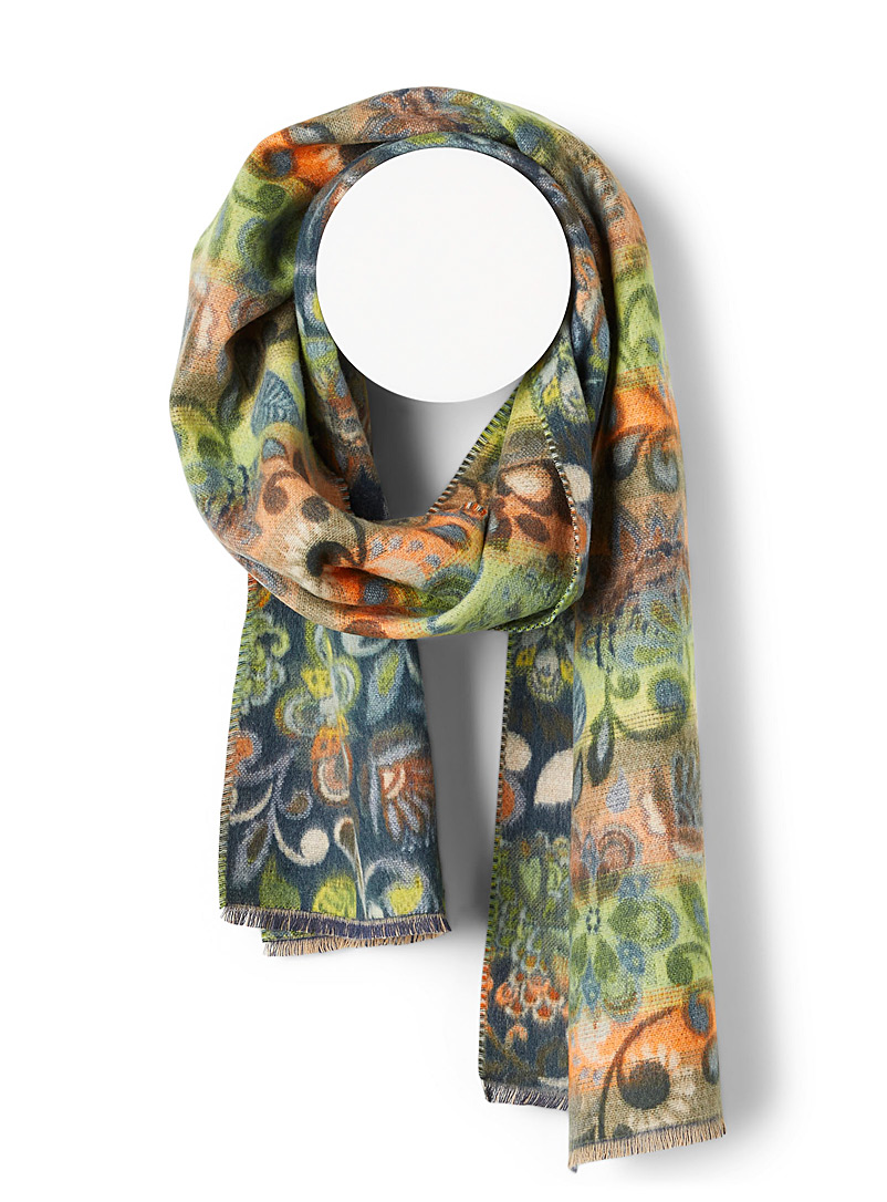 Simons Patterned Blue Floral embellishment scarf for women
