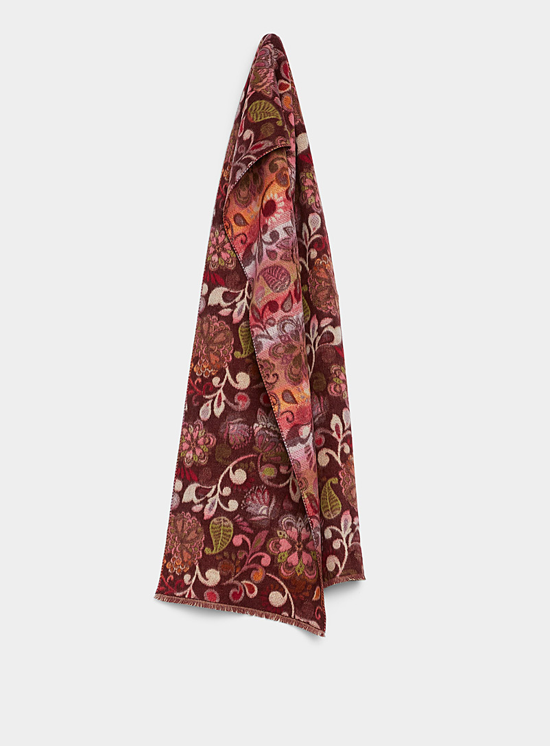 Simons Cherry Red Floral tapestry scarf for women