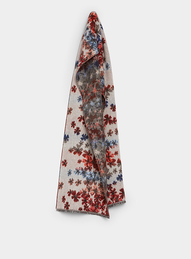 Simons Patterned Blue Small flower scarf for women