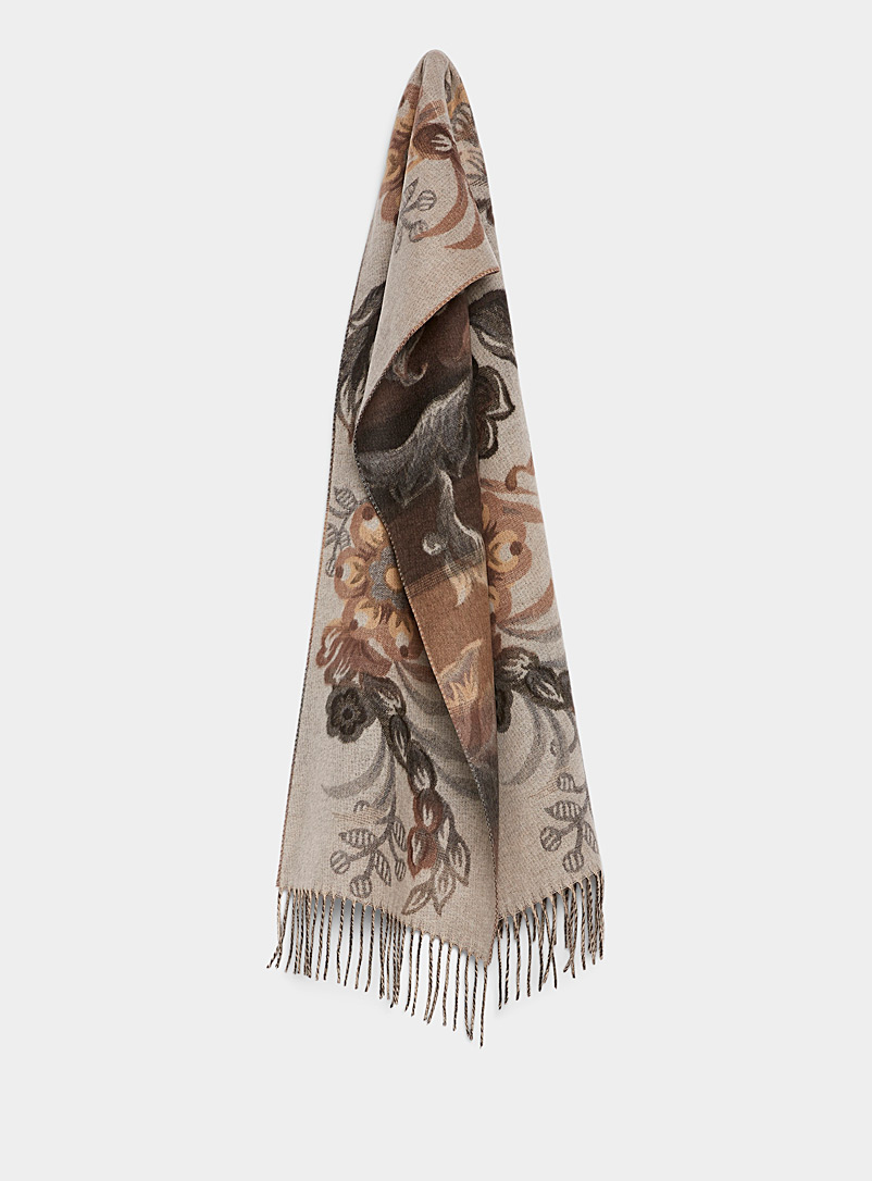 Simons Patterned Black Gorgeous flower scarf for women