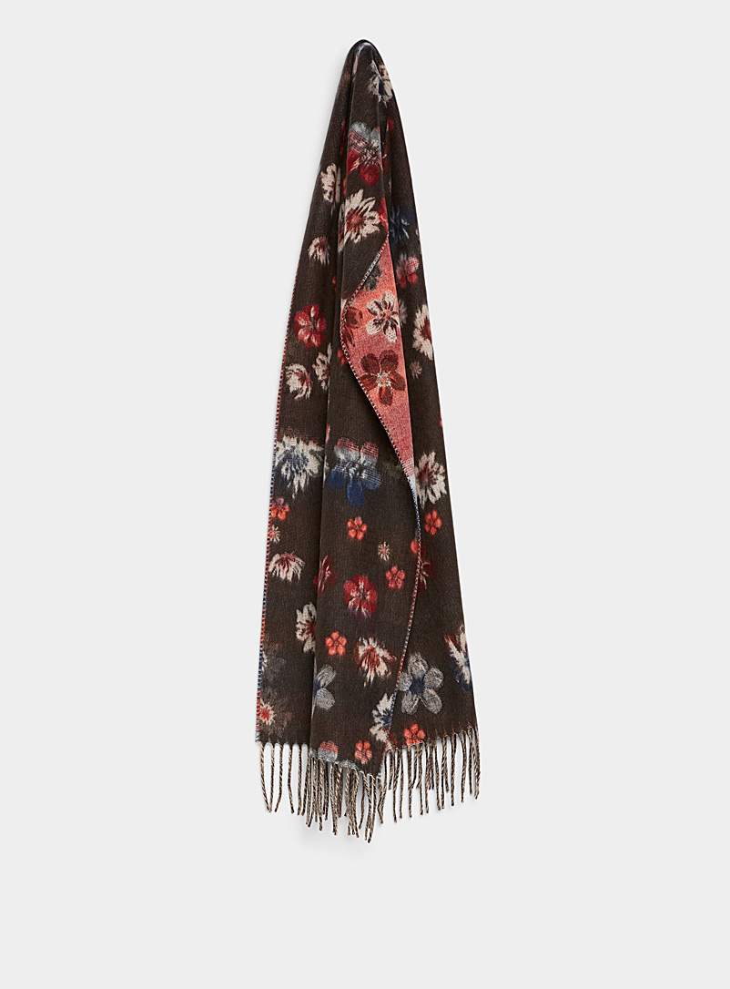 Simons Patterned Red Understated floral scarf for women