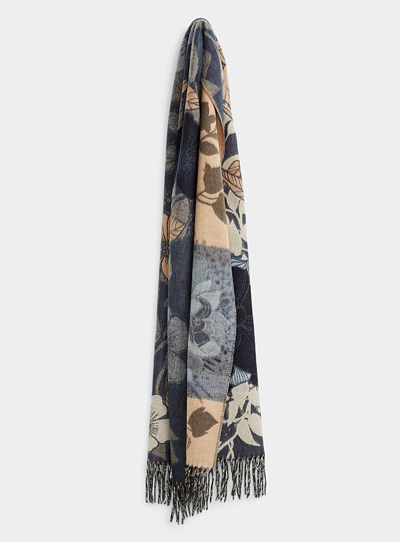 Fraas Patterned Blue Ultra-soft gorgeous floral scarf for women