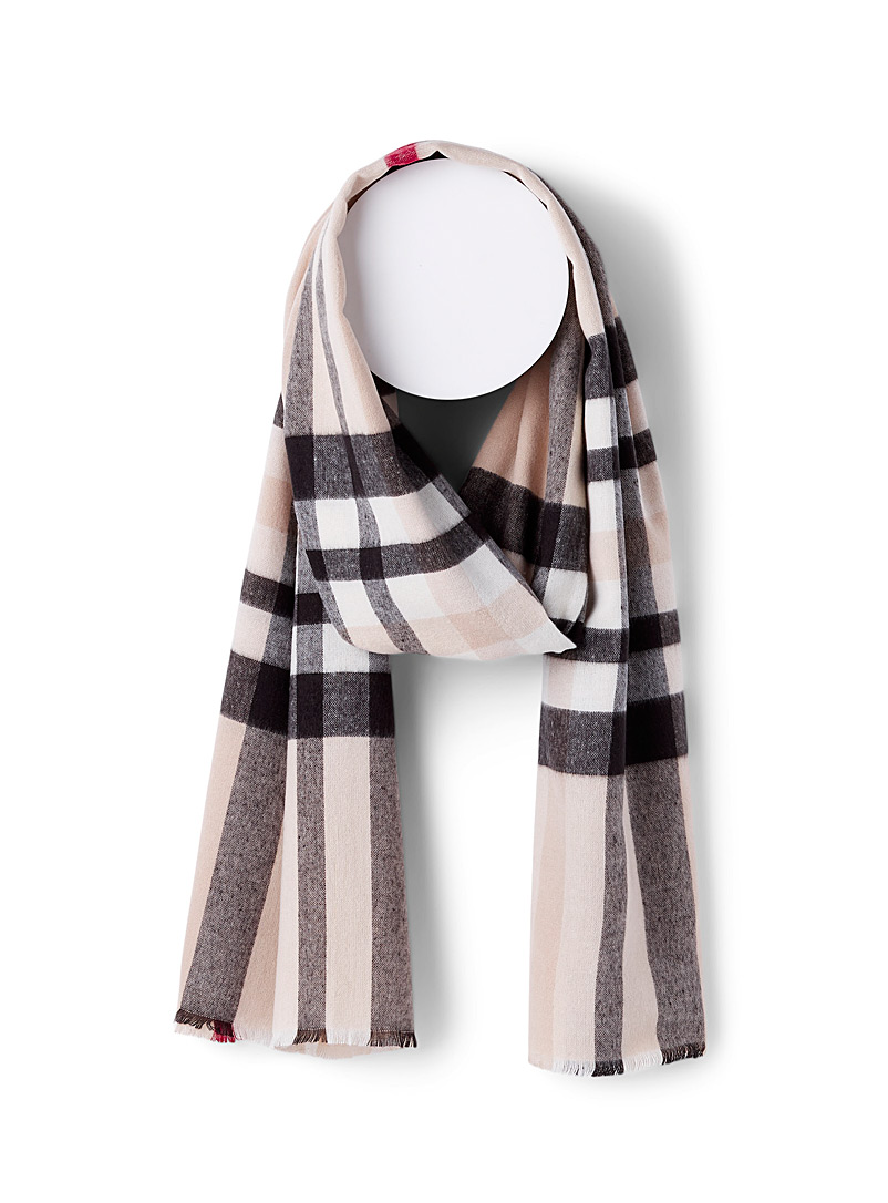 Simons Assorte white Ultra-soft classic check scarf for women