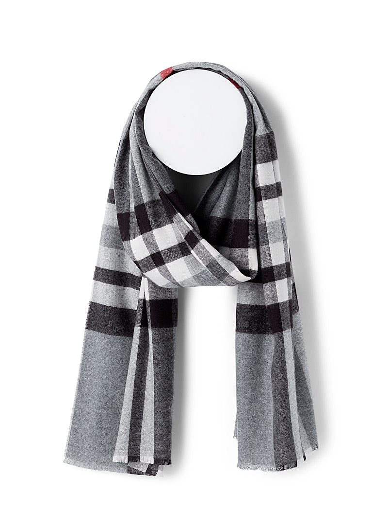 Simons Assorted black  Ultra-soft classic check scarf for women