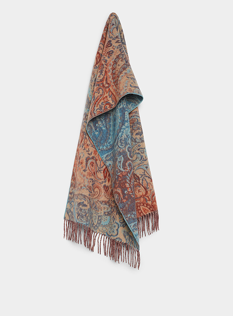 Simons Patterned Brown Vivid paisley scarf for women