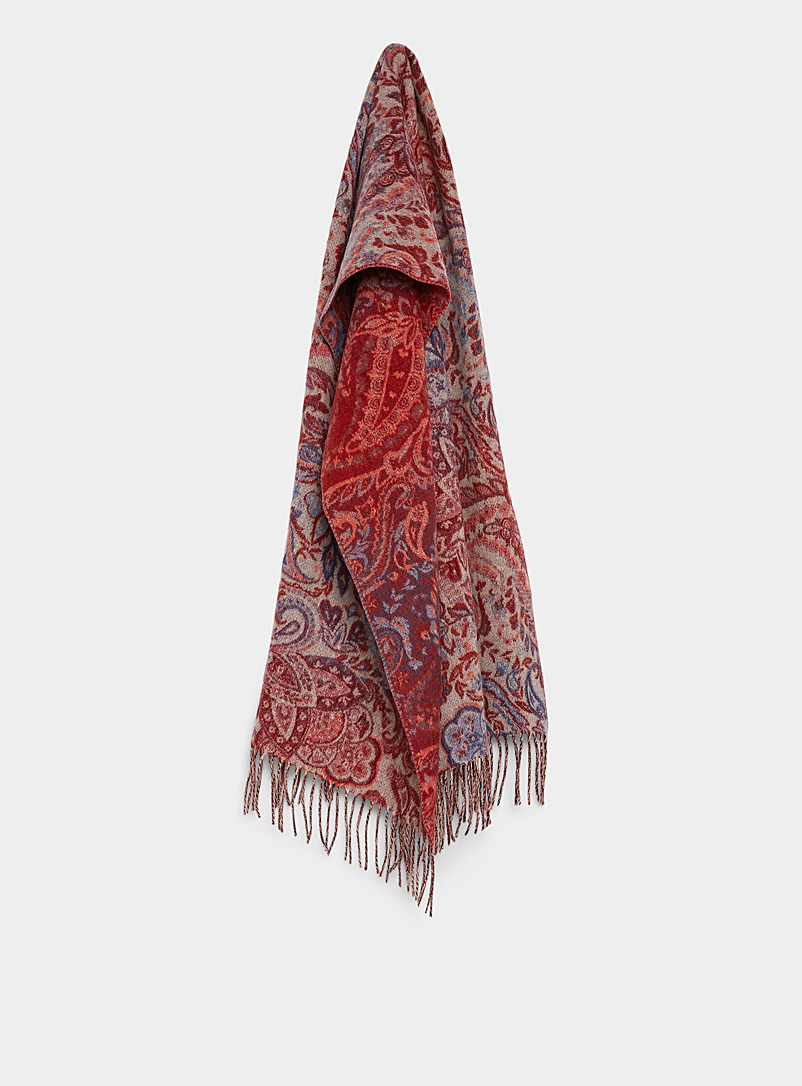 Simons Patterned Red Vivid paisley scarf for women