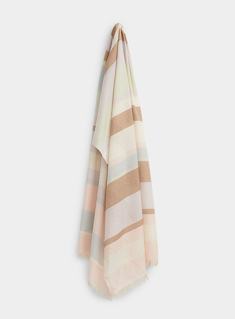 Simons Pink Faded-stripe lightweight scarf for women