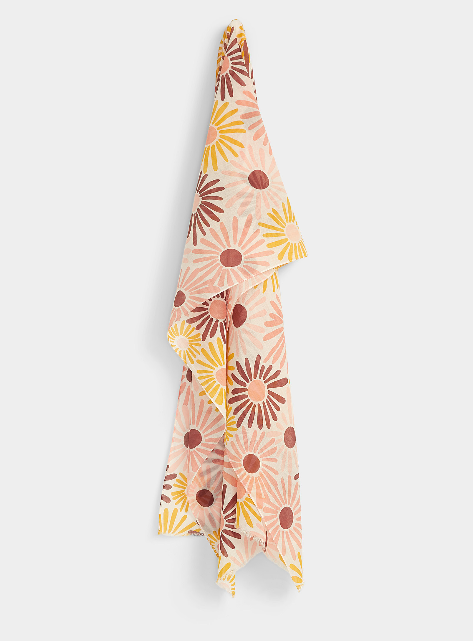 Fraas Colourful Daisies Lightweight Scarf In Pink