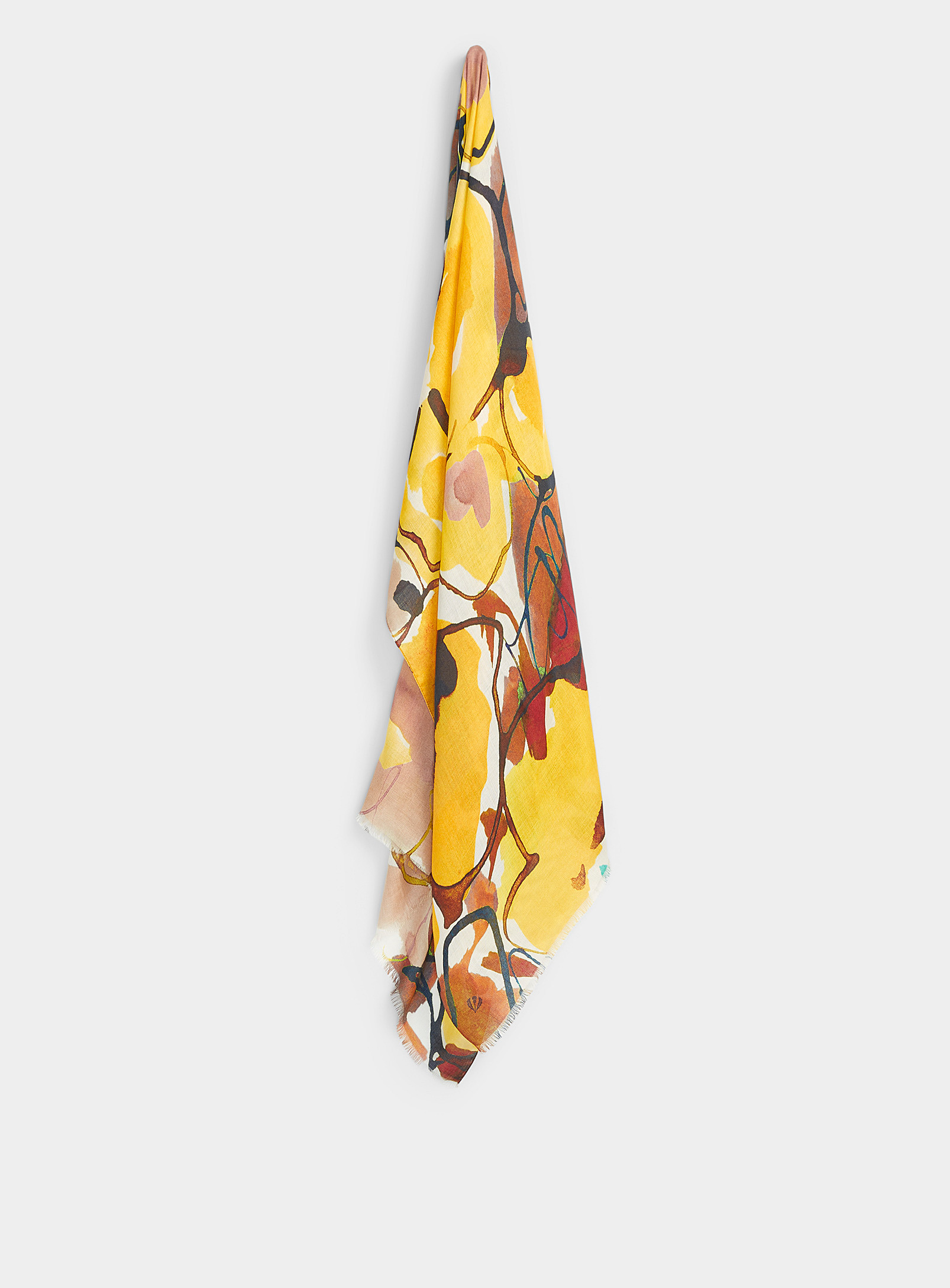 Fraas Opulent Flower Lightweight Scarf In Patterned Yellow