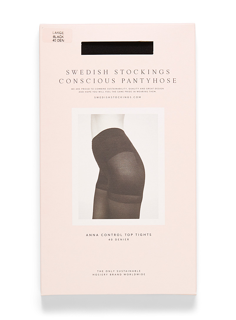 Swedish stockings Black Anna pantyhose for women