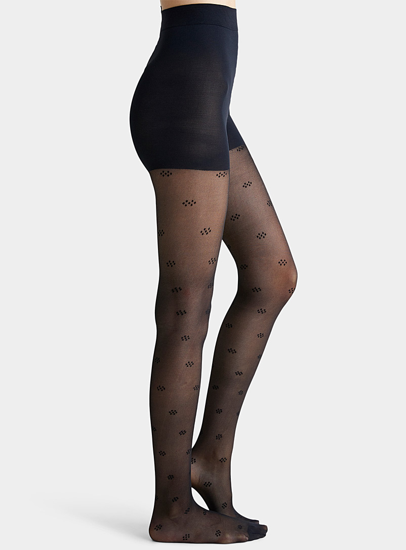 Rachel Black Mosaic mini-pattern sheer pantyhose for women