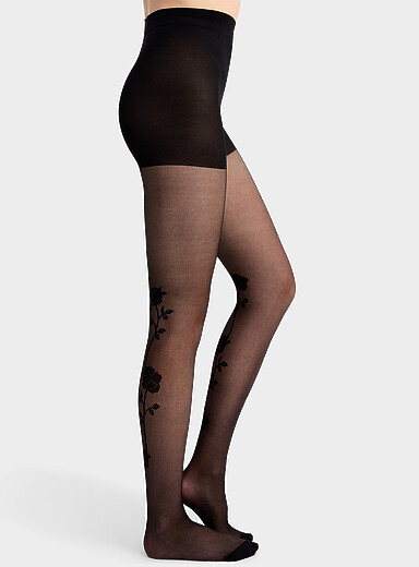 Romantic flower sheer tights 30 denier - Semi-transparent