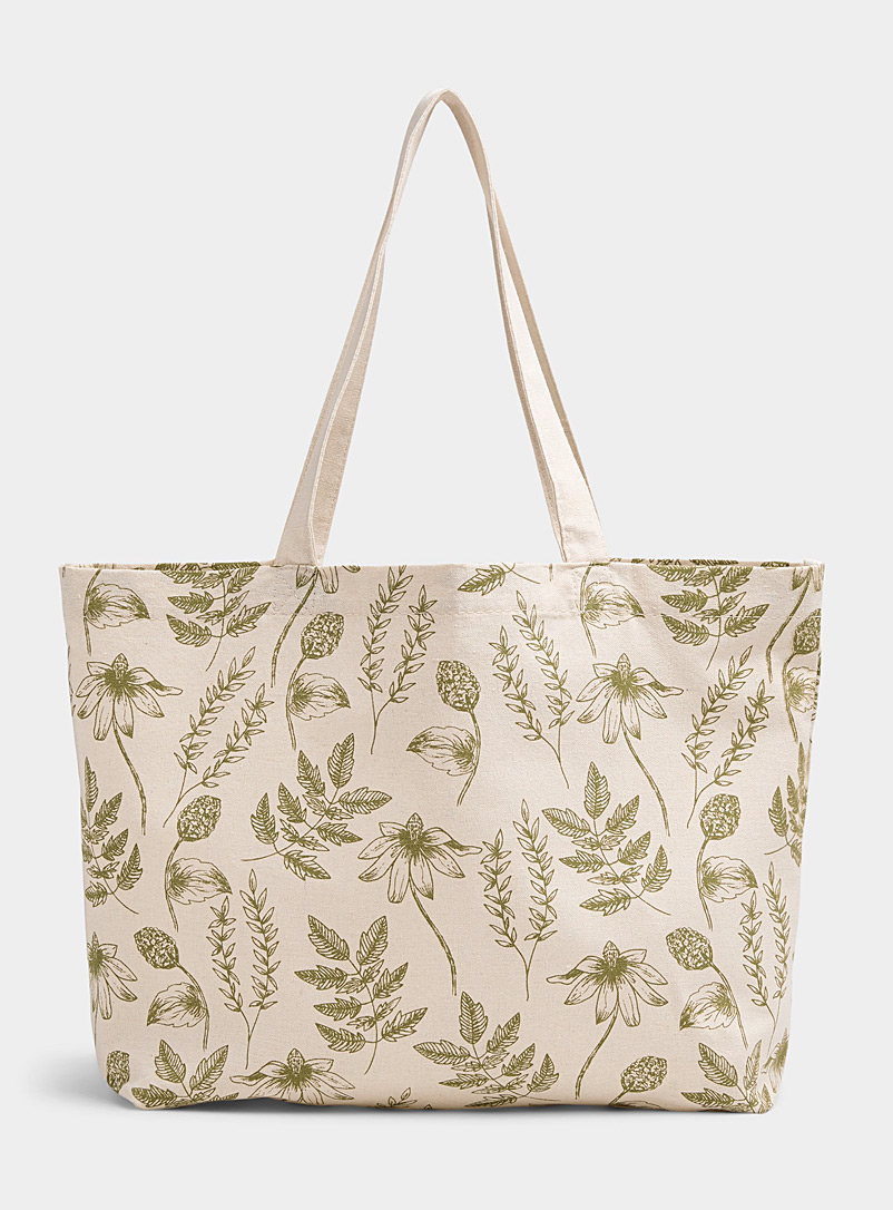 Simons Patterned Green Dainty herbs tote for women