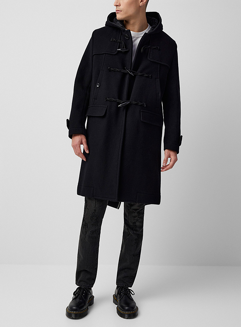 Undercover Black Black wool duffle coat for men