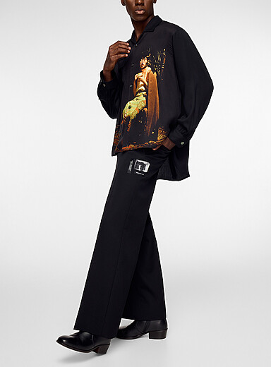 Undercover Black Cindy Sherman patch pleated 100% wool pant for men