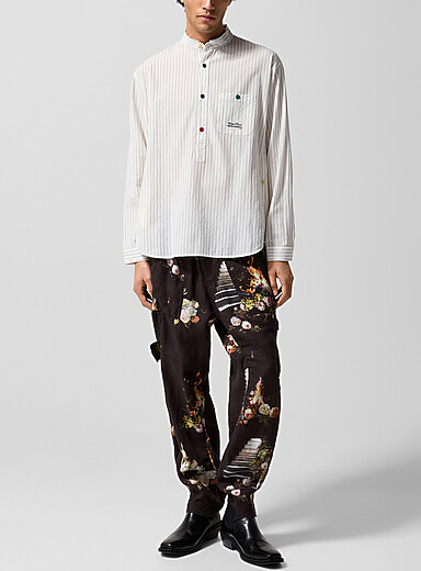 Le pantalon lin imprim&eacute; nature morte
