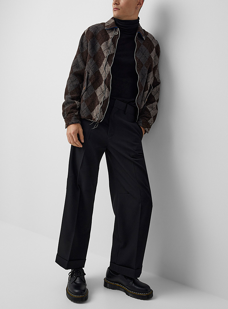 Undercover Black Cuffed wide-leg wool pant for men