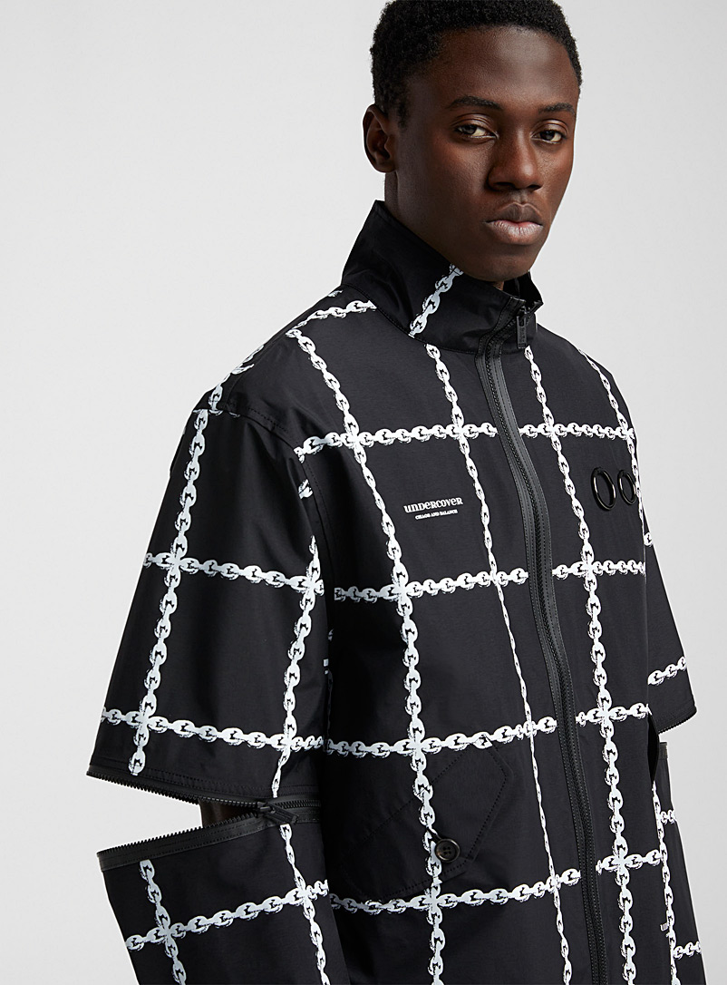 Undercover Black Checkered chain nylon jacket for men