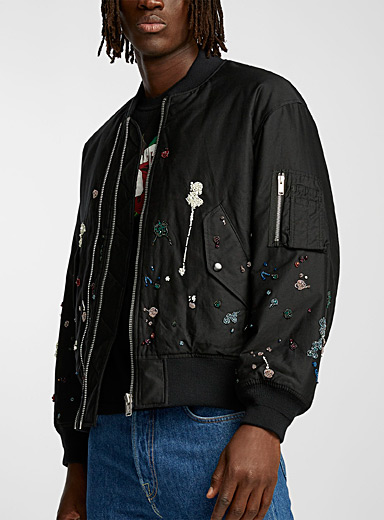 Undercover Black Embroidered-bead bomber jacket for men