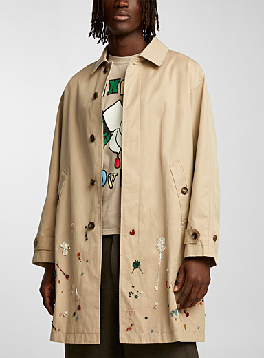 Undercover Cream Beige Embroidered-bead parka for men